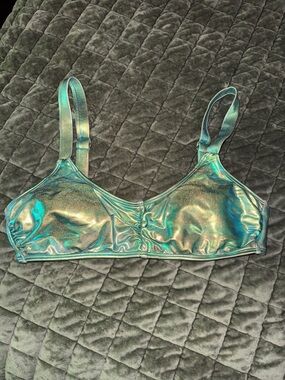 Holographic Iridescent swim top - Teal Green Shine